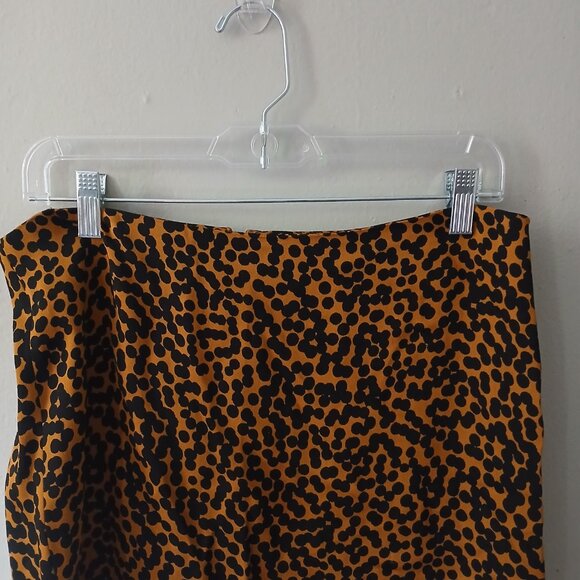 Diane Von Furstenberg Size 12 Cheetah Print Satin Midi Skirt Polka Dot Zipper - Picture 2 of 12